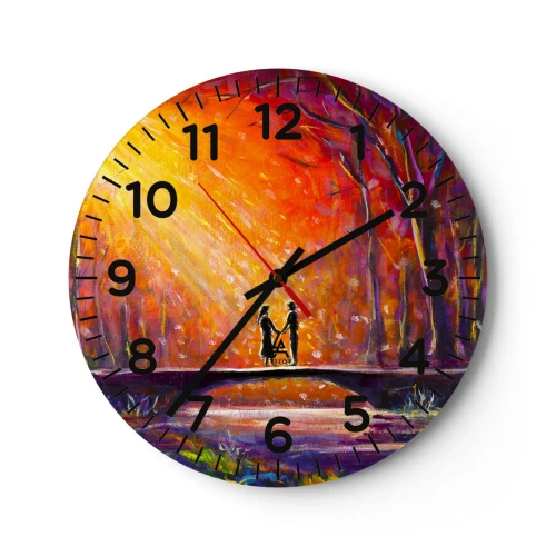 Ceas de perete - Ceas pe sticlă - Și cerul îi iubește - 30x30 cm