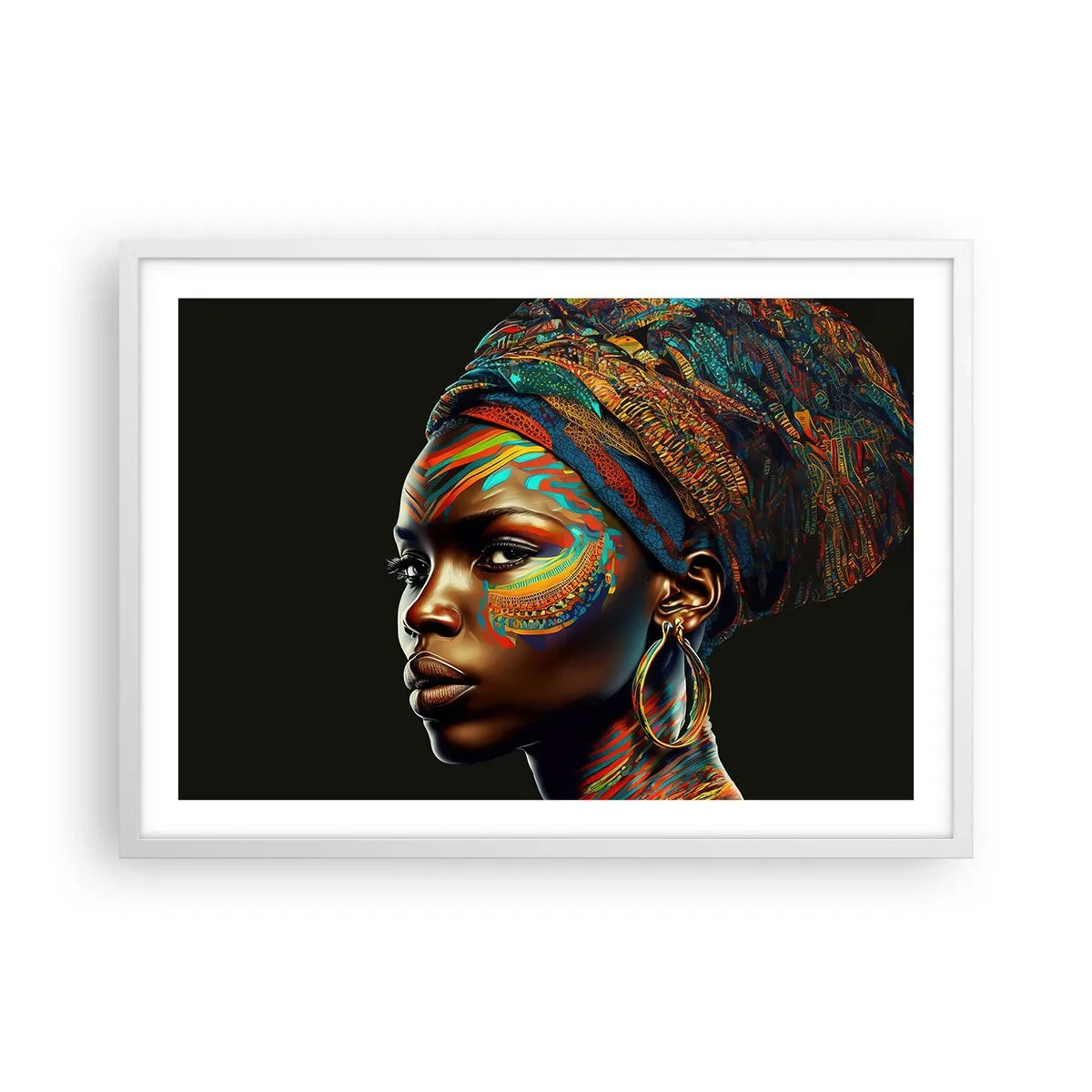 Poster în ramă albă - Regina africană - 70x50 cm
