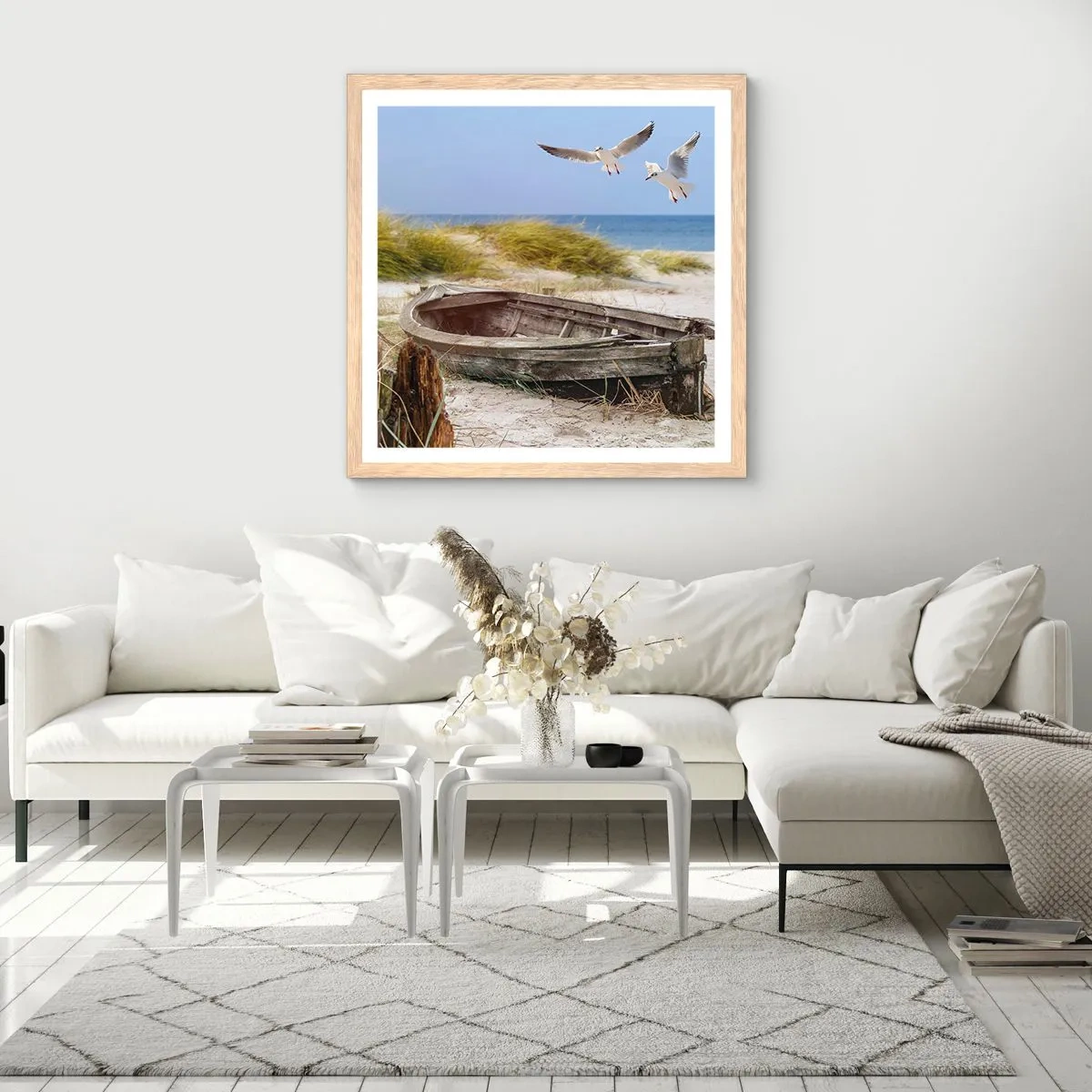 Poster în ramă de stejar deschis - Scăldate în vânt - 40x40 cm