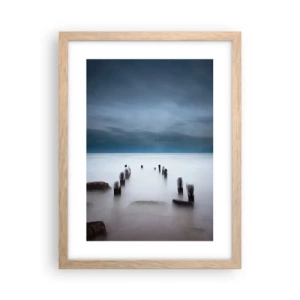 Poster în ramă de stejar deschis - Un lac în ceața calmă - 30x40 cm