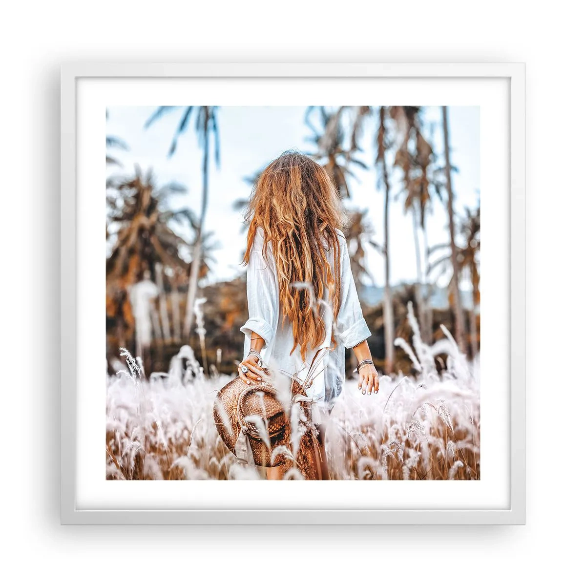 Poster în ramă albă - Născută din puful de iarbă - 50x50 cm