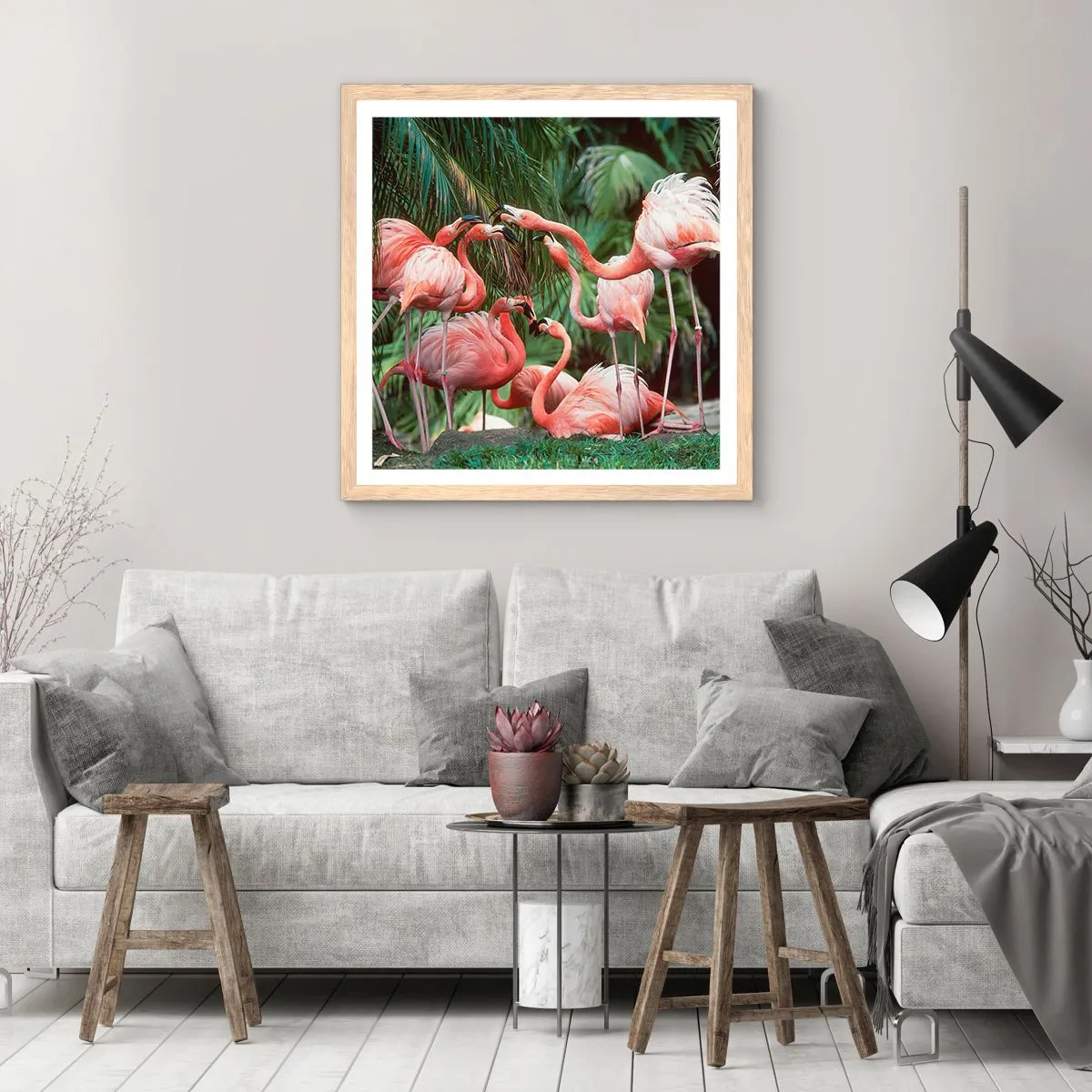 Poster în ramă de stejar deschis - Bârfa de după-amiază - 30x30 cm