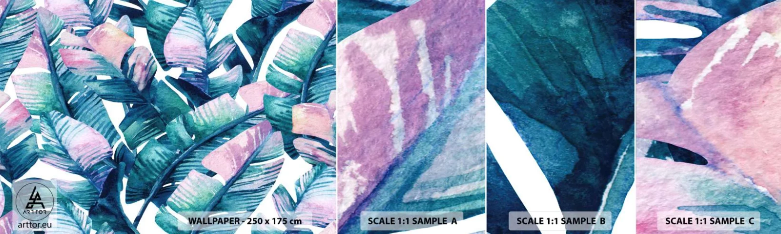 Mostră de Tapet Standard Eco - Într-o livadă de banane - Abstracția, Frunze, Bucată - 100x30 cm