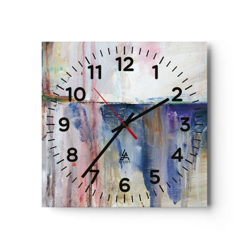 Ceas de perete - Ceas pe sticlă - Impresii și asociații colorate - 30x30 cm