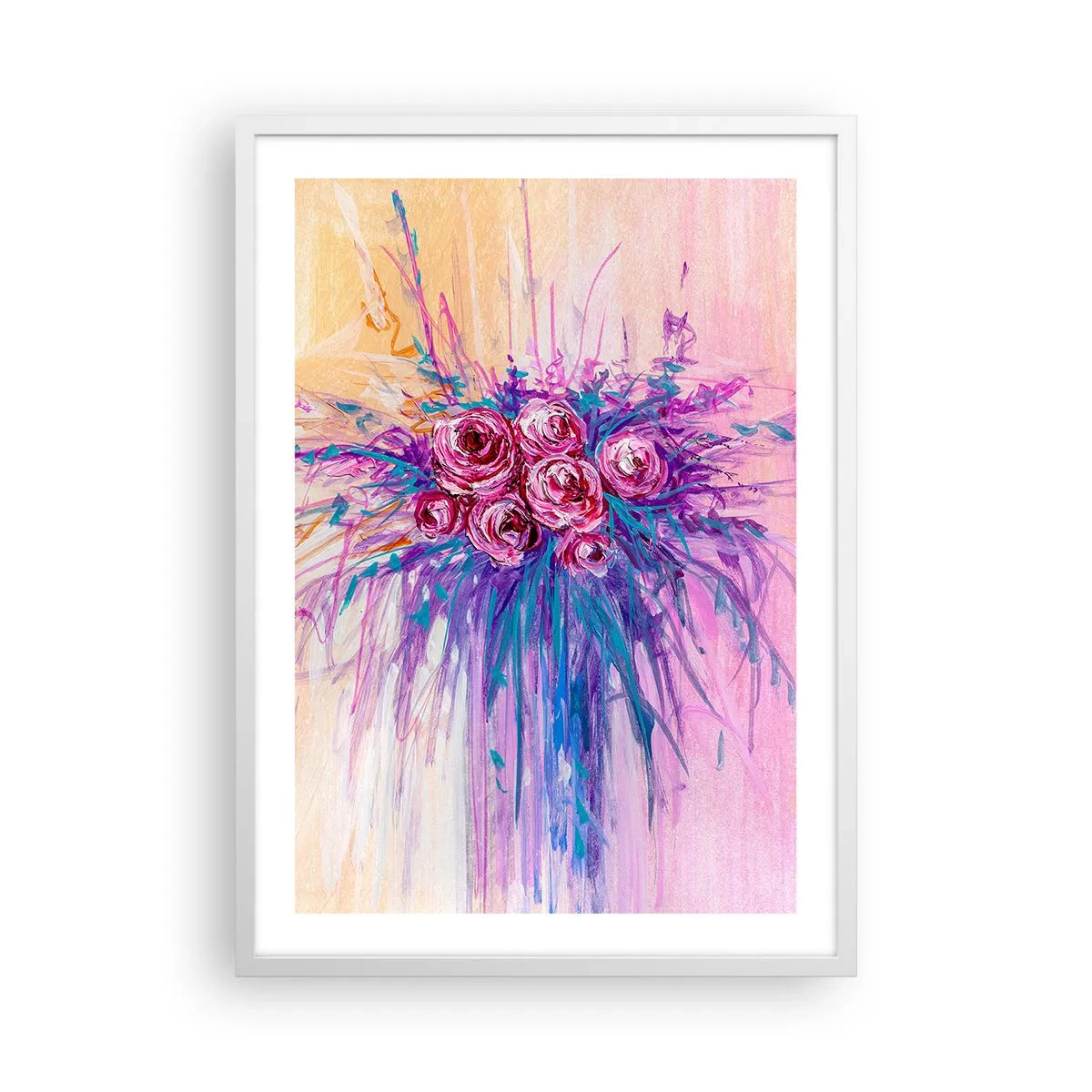 Poster în ramă albă - Fântână de trandafiri - 50x70 cm
