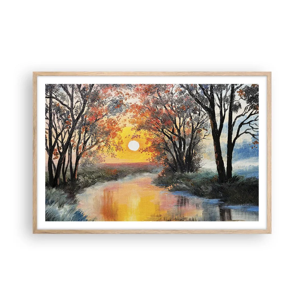 Poster în ramă de stejar deschis - Atmosferă de toamnă - 91x61 cm