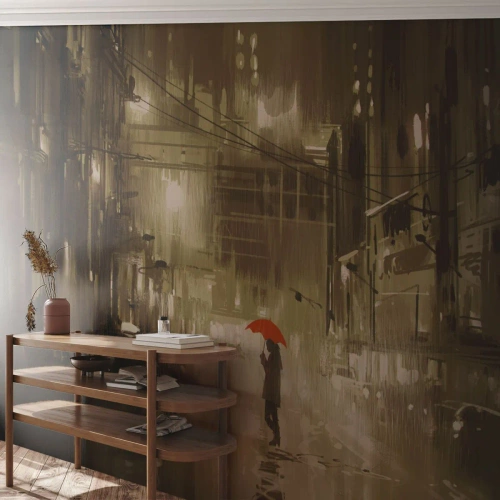 Tapet Premium Canvas - Singură, dar nu singuratică - Oraș, Femeie, Arhitectură - 250x175 cm