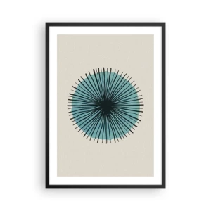 Poster în ramă neagră - Model geometric sub forma unui cerc radial - 50x70cm - Radiant pe albastru - Decorațiune modernă pentru perete pentru living și dormitor ARTTOR