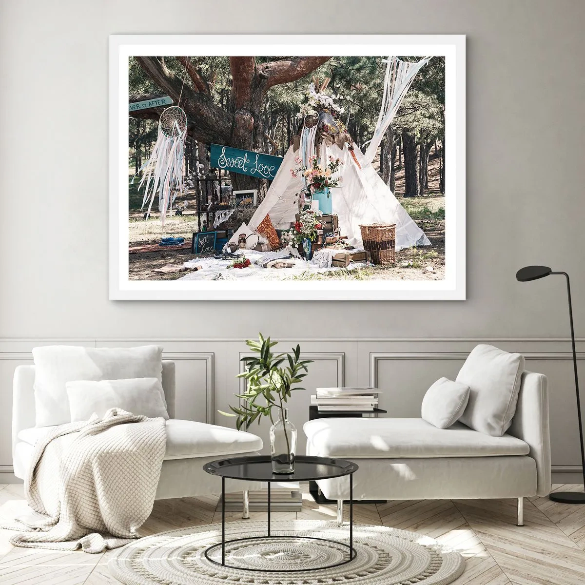 Poster în ramă albă - Make love… - 40x30 cm