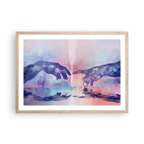 Poster în ramă de stejar deschis - Scânteia divină a vieții - 70x50 cm