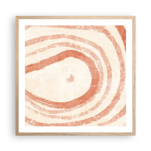 Poster în ramă de stejar deschis - Cercuri de corali - compoziție - 60x60 cm