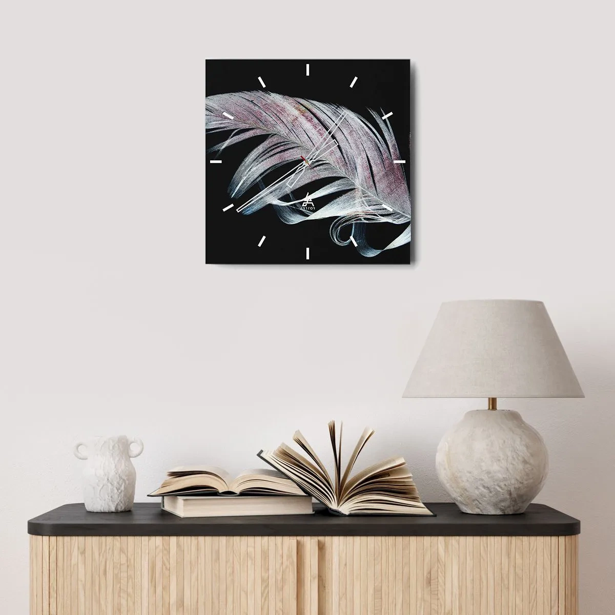 Ceas de perete - Ceas pe sticlă - Gândește-te la atingere - 30x30 cm