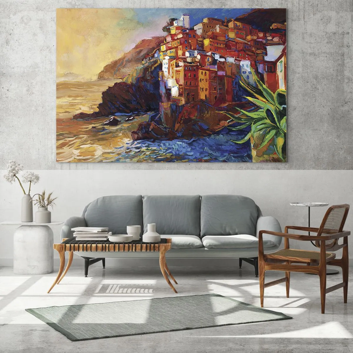 Tablou pe sticlă - Oraș italian de vis - 100x70 cm