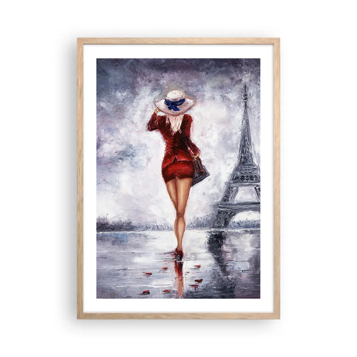 Poster în ramă de stejar deschis - Simboluri pariziene - 50x70 cm