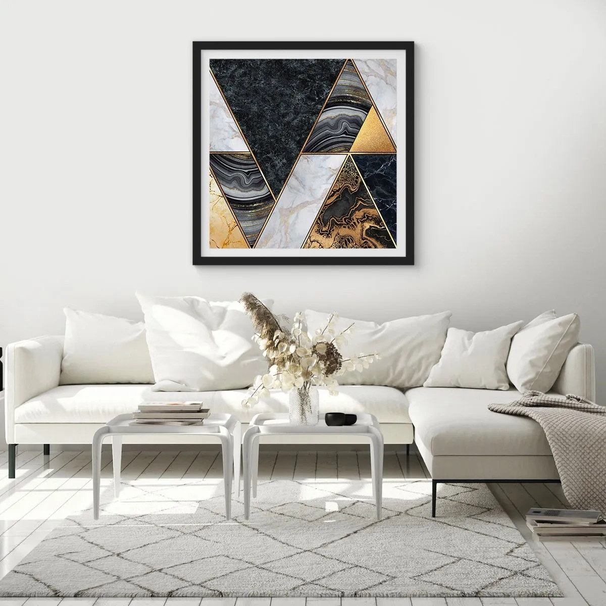 Poster în ramă neagră - Piatră cu piatră - 50x50 cm