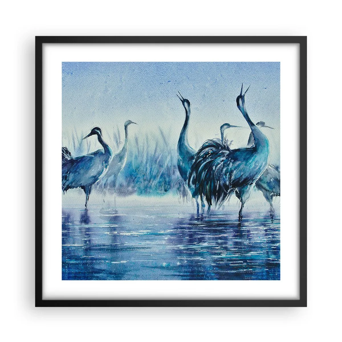 Poster în ramă neagră - Întâlnirea de dimineață - 50x50 cm