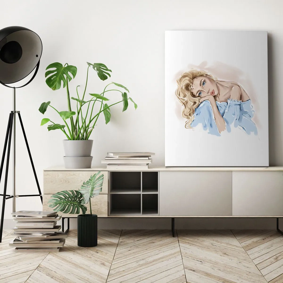Tablou pe pânză - Scufundată în vis albastru - 45x80 cm