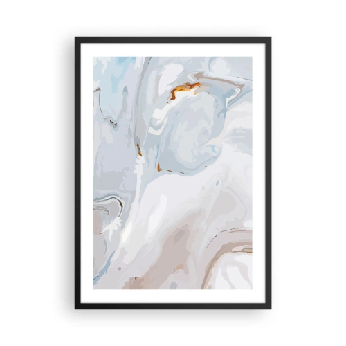 Poster în ramă neagră - Model de marmură în nuanțe de albastru cu accente aurii - 50x70cm - Albul ridicat - Decorațiune modernă pentru perete pentru living și dormitor ARTTOR