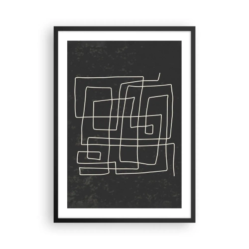 Poster în ramă neagră - Abstracție geometrică pe fundal negru - 50x70cm - Nu atât de simplu - Decorațiune modernă pentru perete pentru living și dormitor ARTTOR