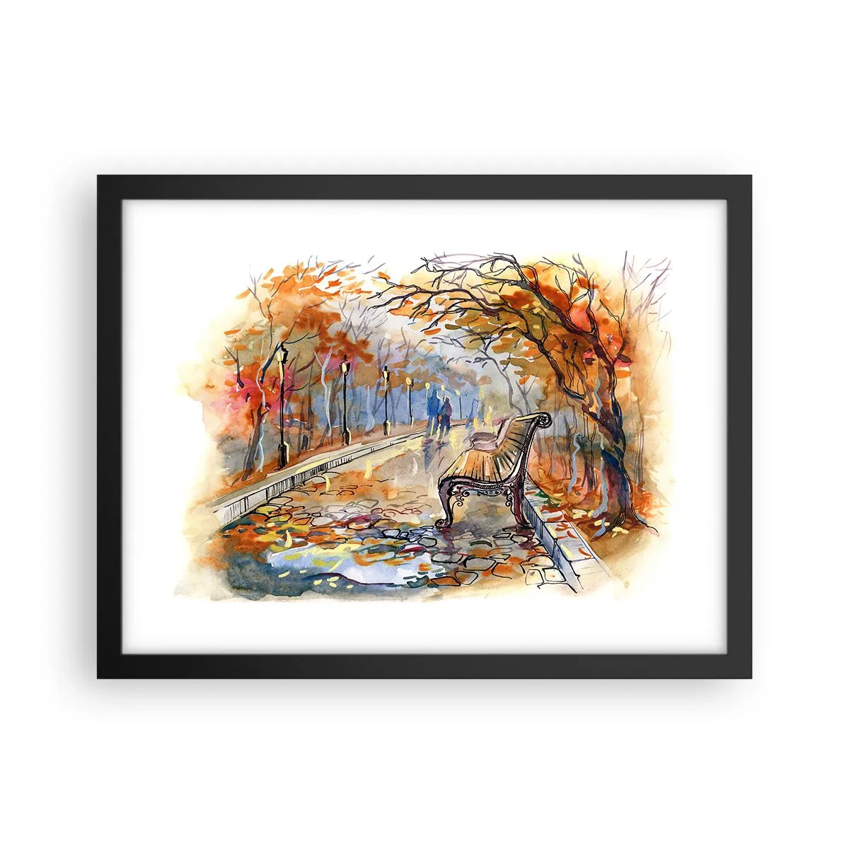 Poster în ramă neagră - Pășim împreună în toamnă - 40x30 cm