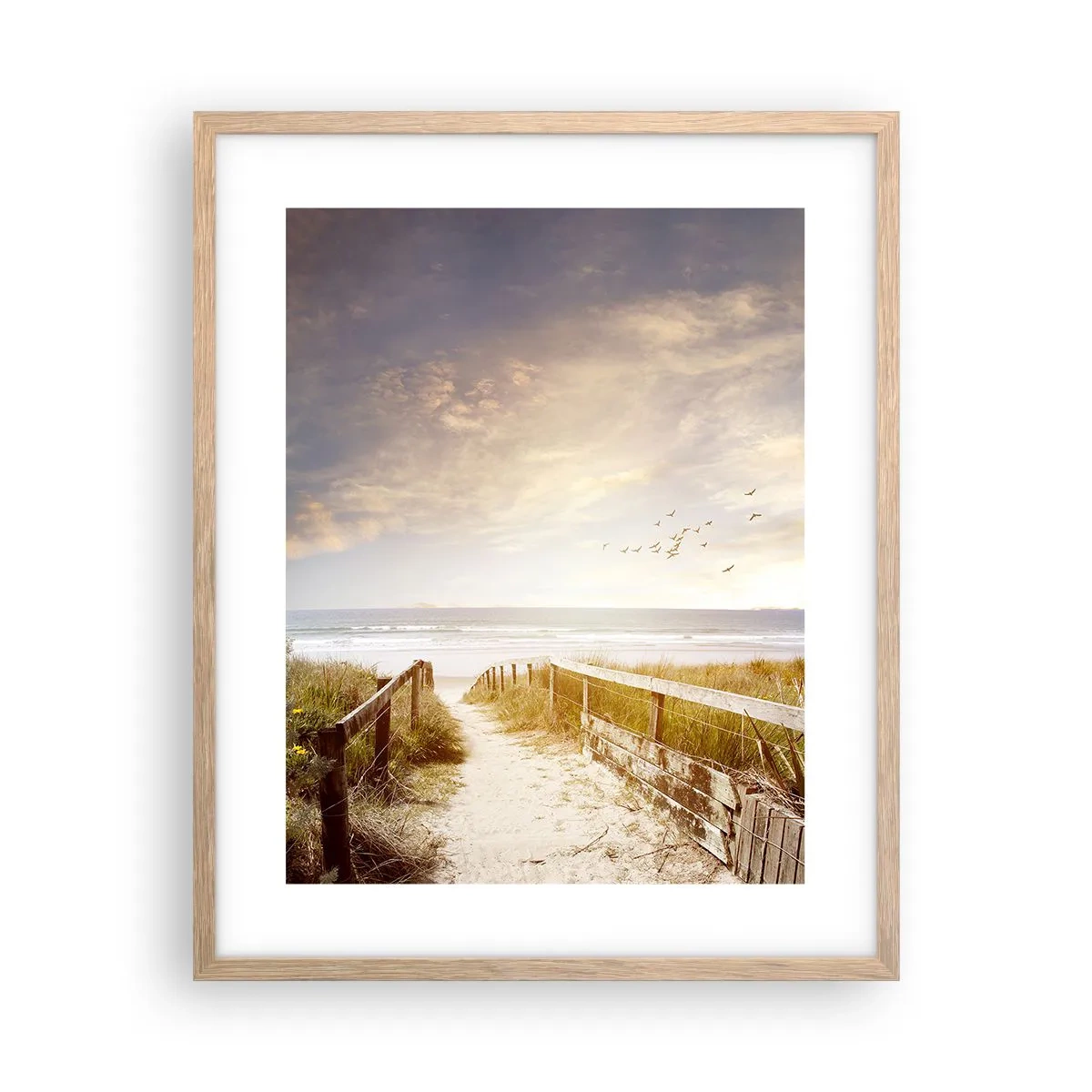 Poster în ramă de stejar deschis - Spațiu pentru liniște - 40x50 cm
