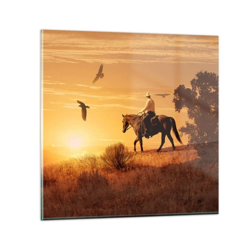 Tablou pe sticlă - Singur peste prerie - 30x30 cm