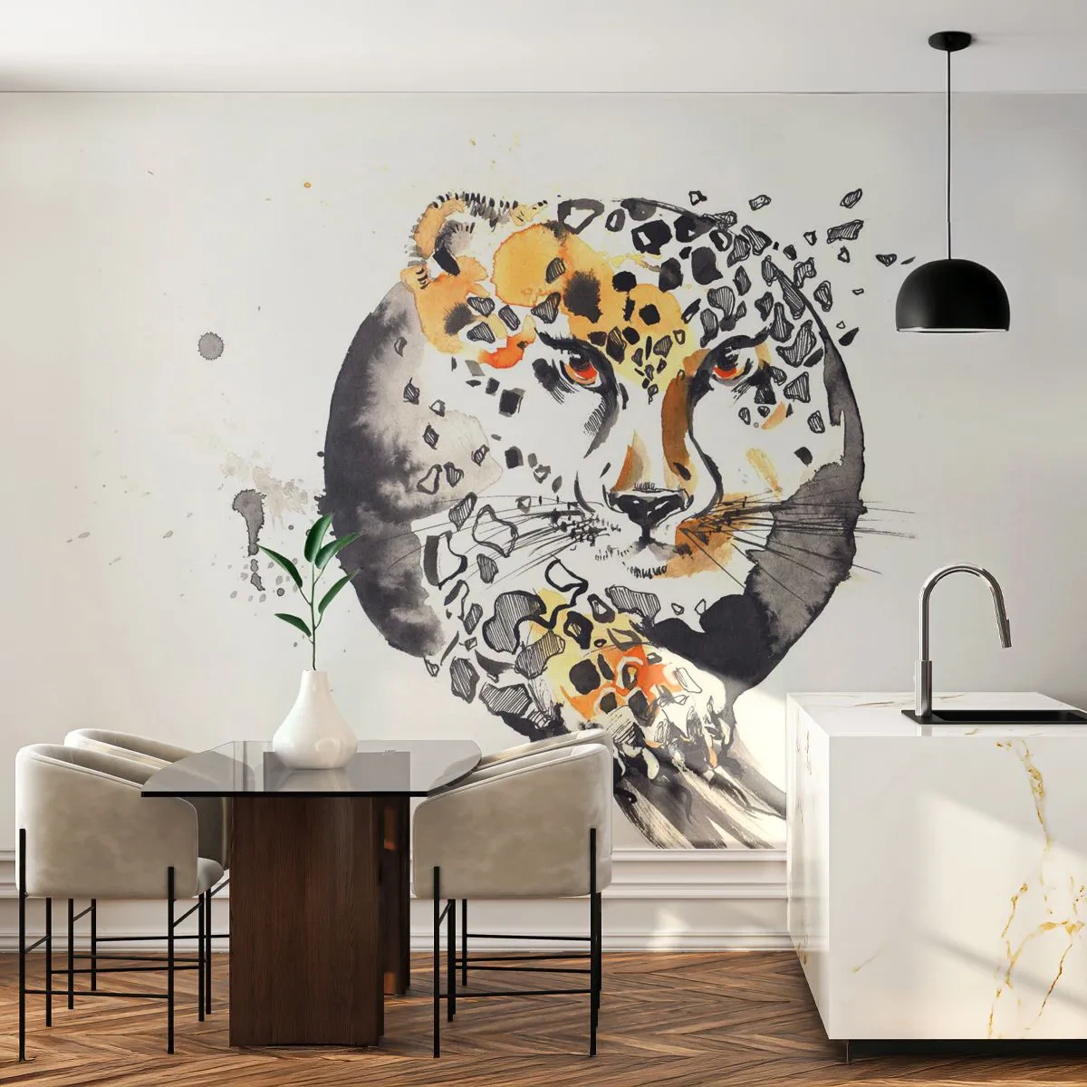 Tapet Premium Sand - Frumusețe prădătoare - Animale, Panteră, Natură - 100x70 cm