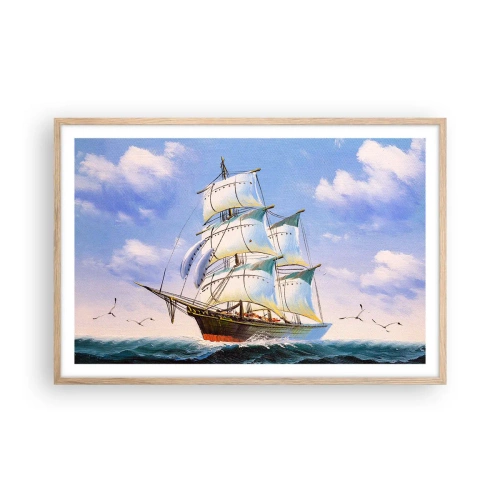 Poster în ramă de stejar deschis - Cu mândrie în vânt - 91x61 cm