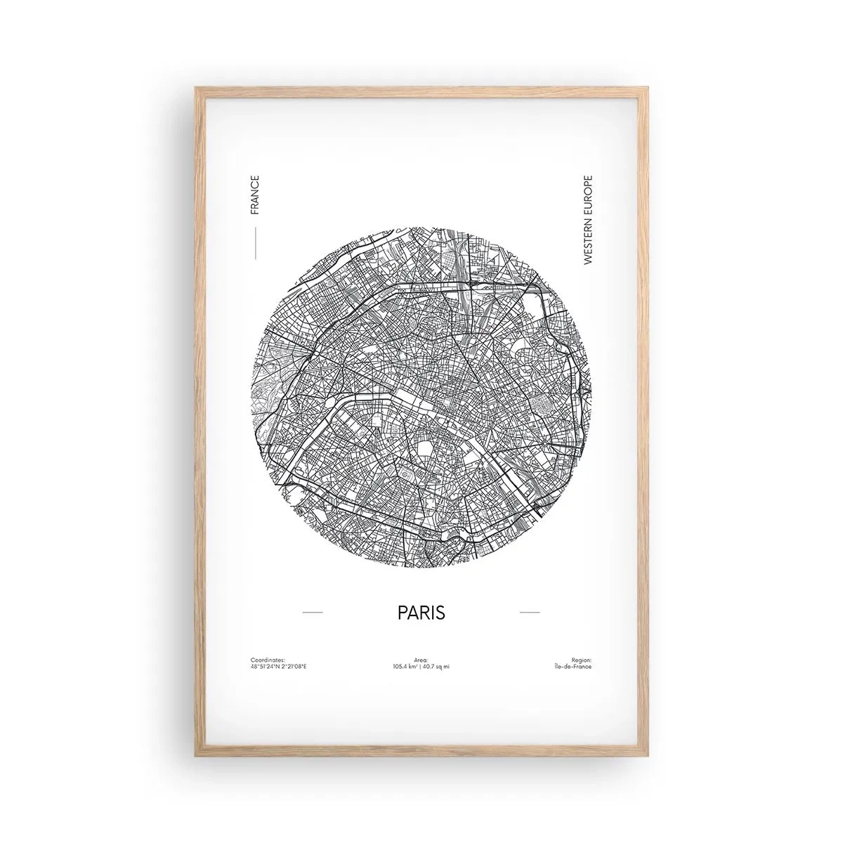 Poster în ramă de stejar deschis - Anatomia Parisului - 61x91 cm