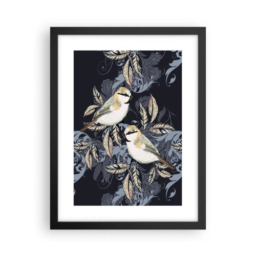 Poster în ramă neagră - Ciripirile galben-albastru - 30x40 cm