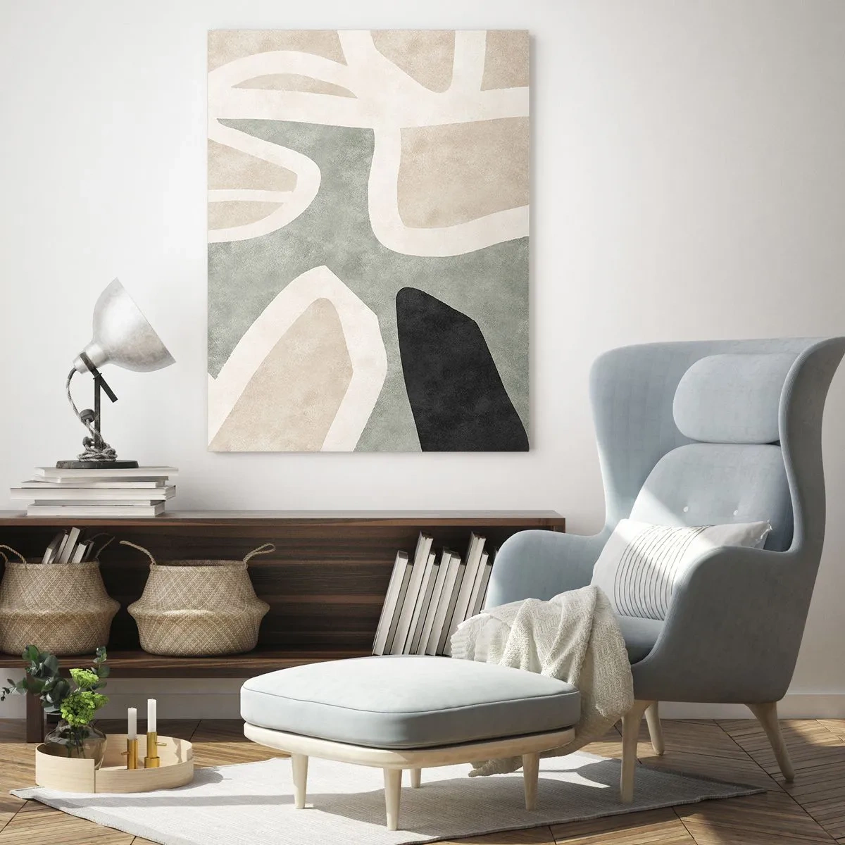 Tablou pe sticlă - Compoziție cu motiv negru - 50x70 cm