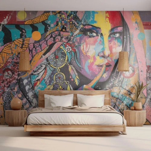 Tapet Premium Canvas - Taci până când înțelegi - Femeie, Portretul unei femei, Boho - 500x350 cm