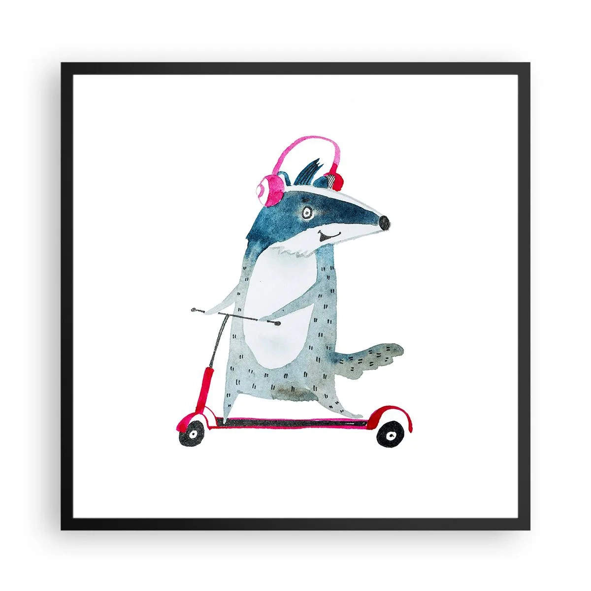 Poster în ramă neagră - Bucurie de bursuc - 60x60 cm