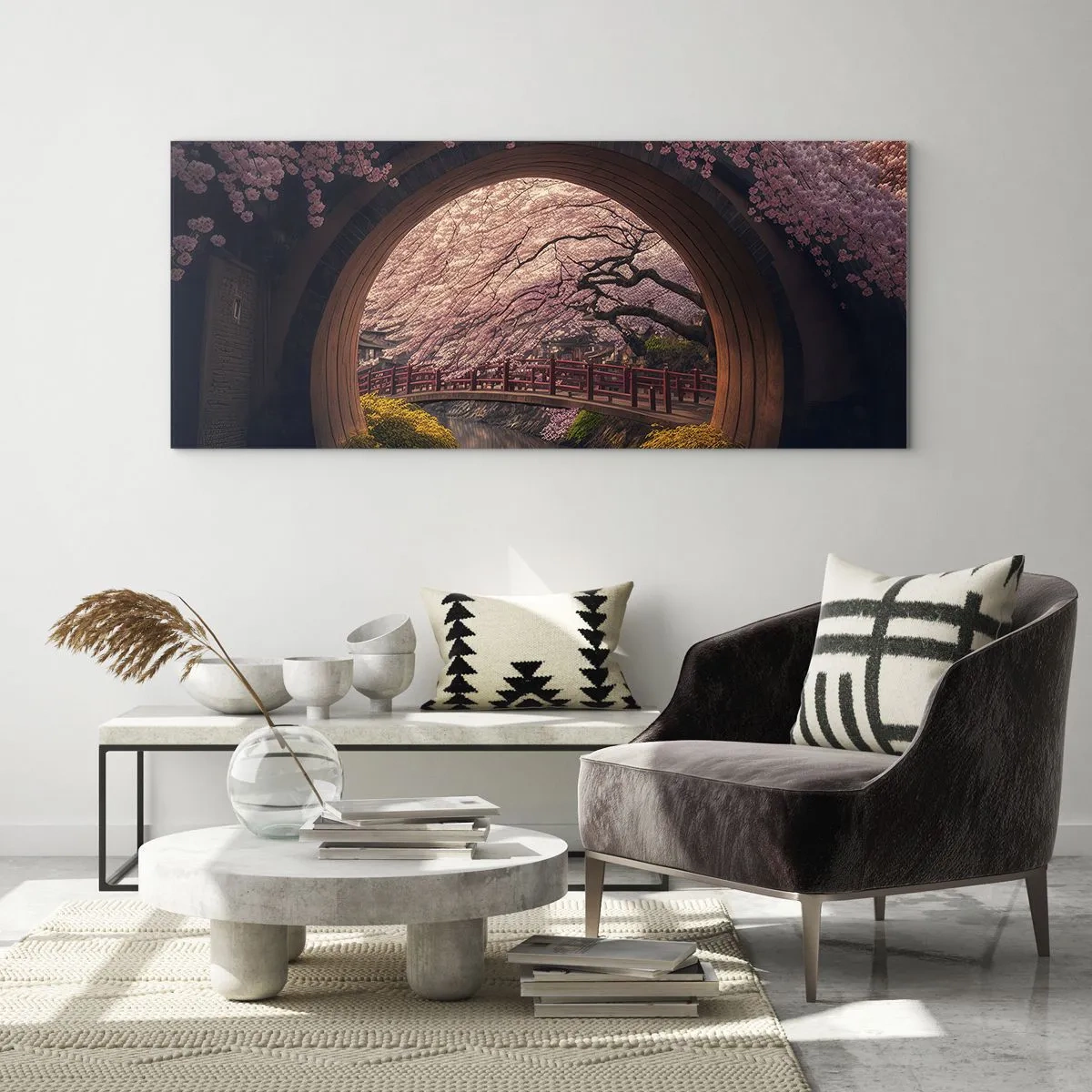 Tablou pe sticlă - Primăvara japoneză - 100x40 cm
