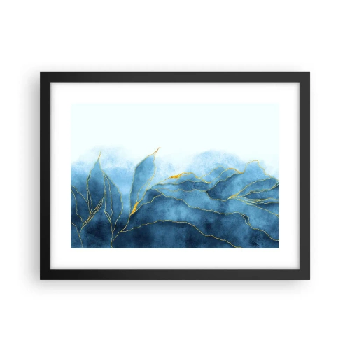 Poster în ramă neagră - Albastru în aur - 40x30 cm