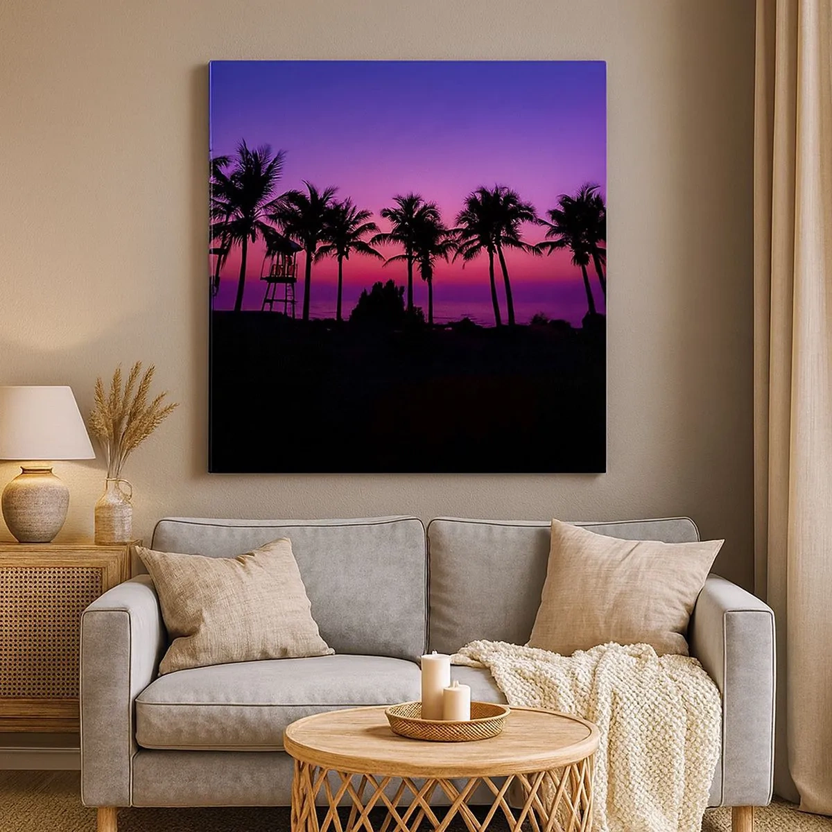 Tablou pe pânză - O seară sub palmieri - 30x30 cm