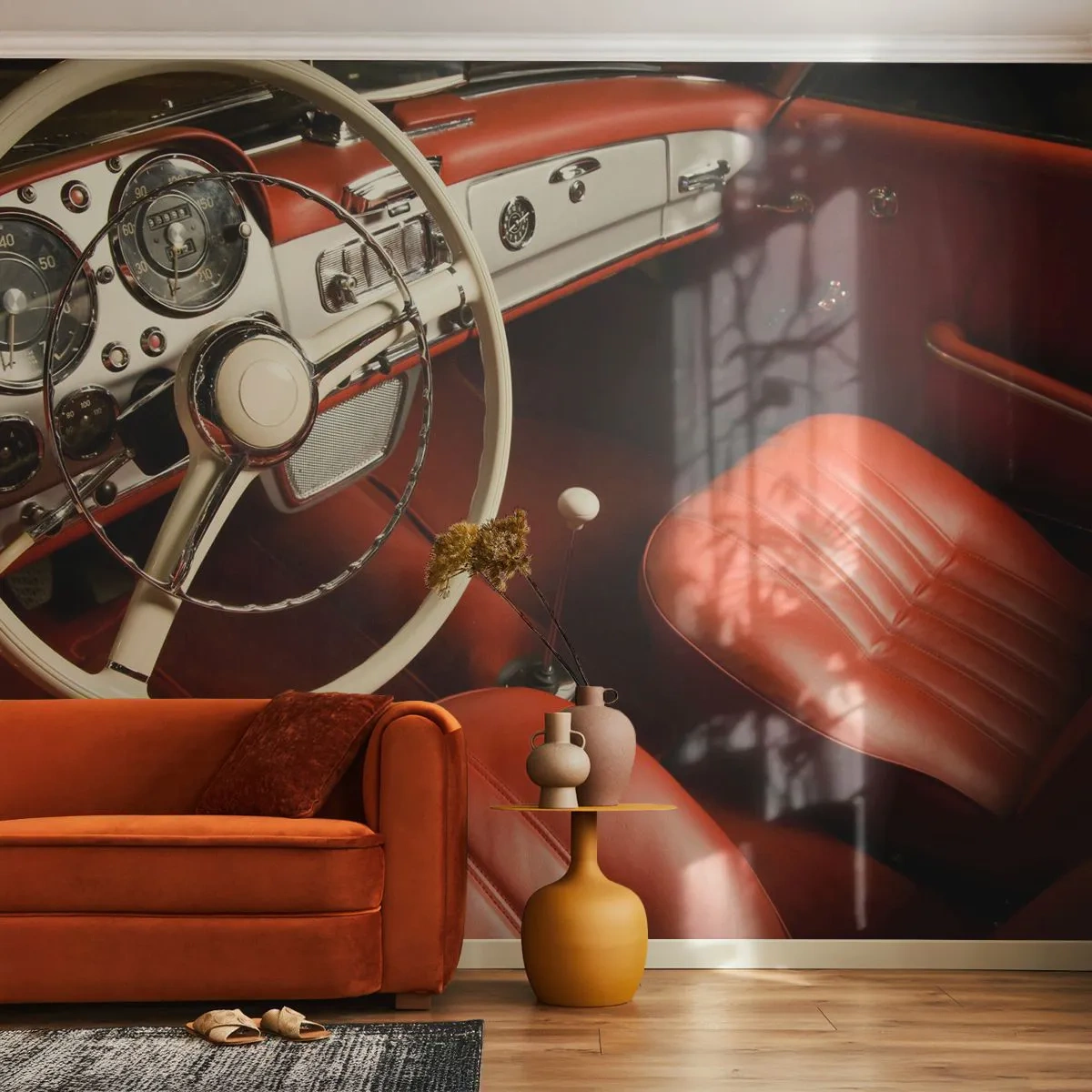 Tapet Premium Sand - Lux în stil vintage - Mașină, Clasic, Automobile - 100x70 cm