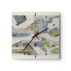Ceas de perete - Ceas pe sticlă - Compoziție din spatele geamului - 30x30 cm