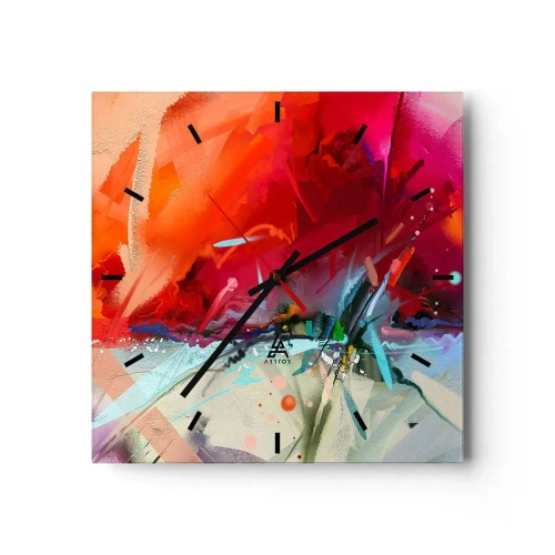 Ceas de perete - Ceas pe sticlă - O explozie de lumini și culori - 30x30 cm
