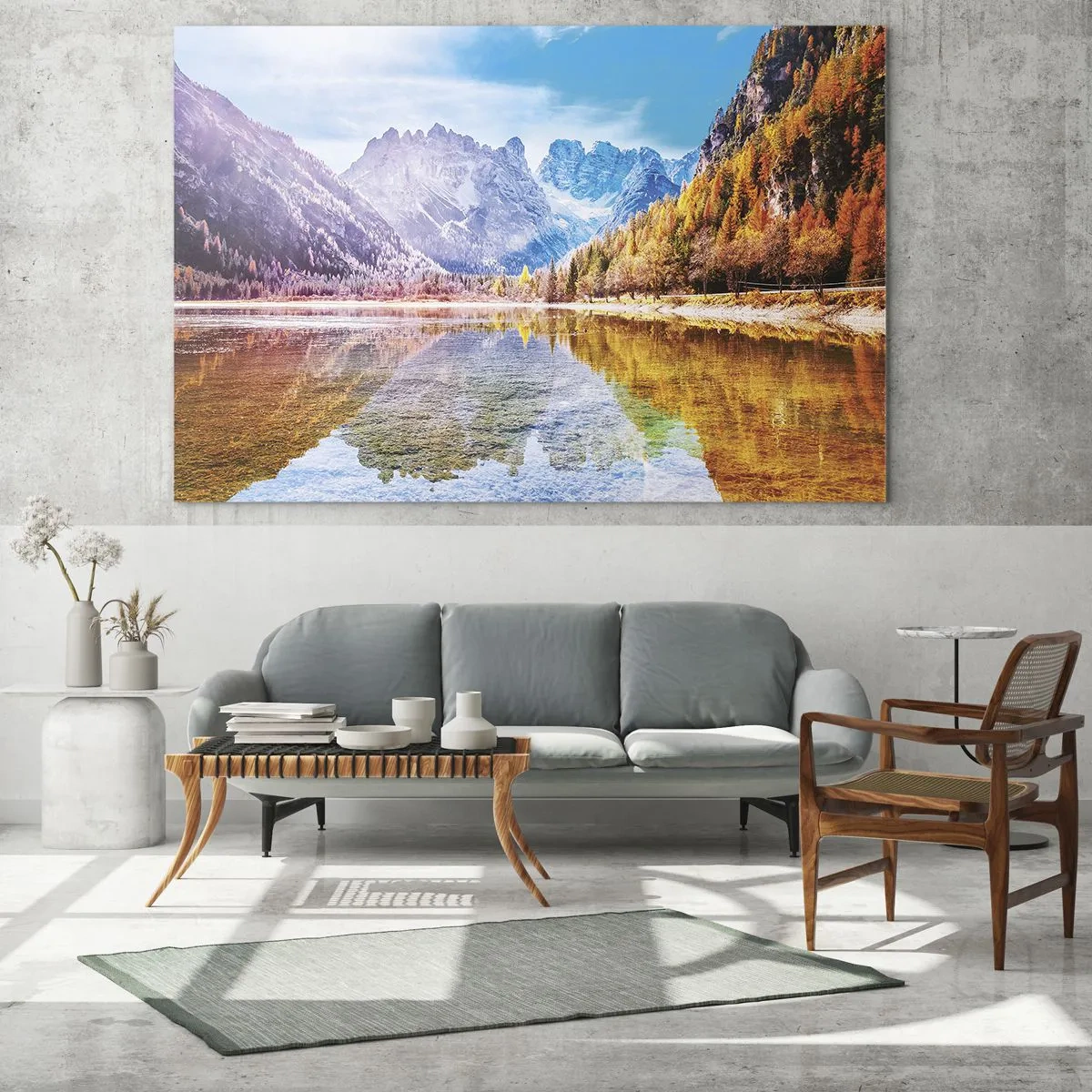 Tablou pe sticlă - Iar în munți începe toamna - 100x70 cm