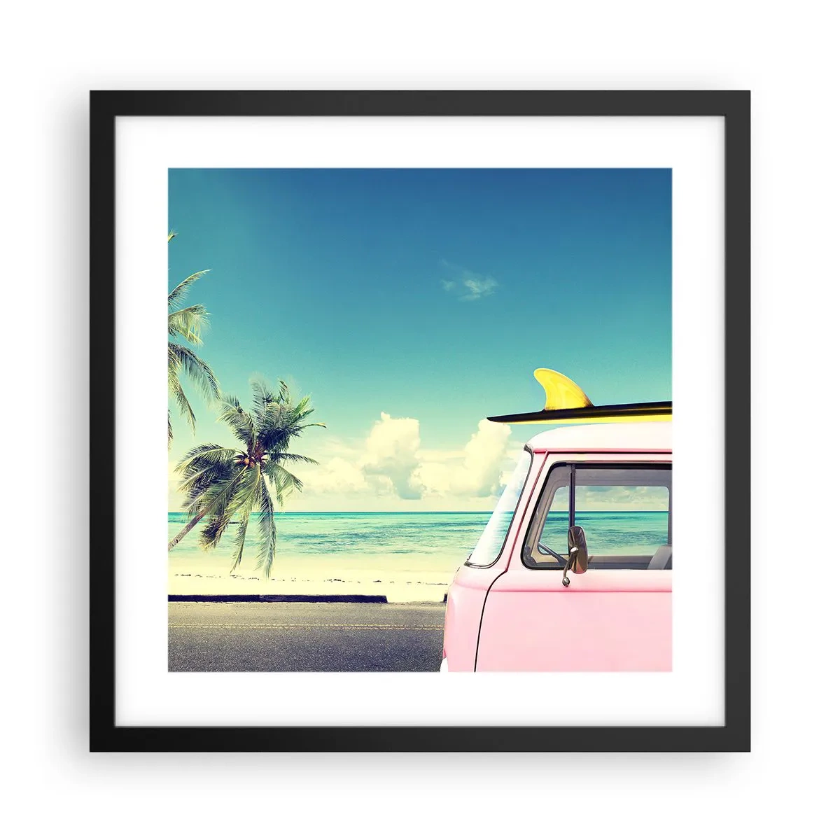 Poster în ramă neagră - Să înceapă vacanța - 40x40 cm