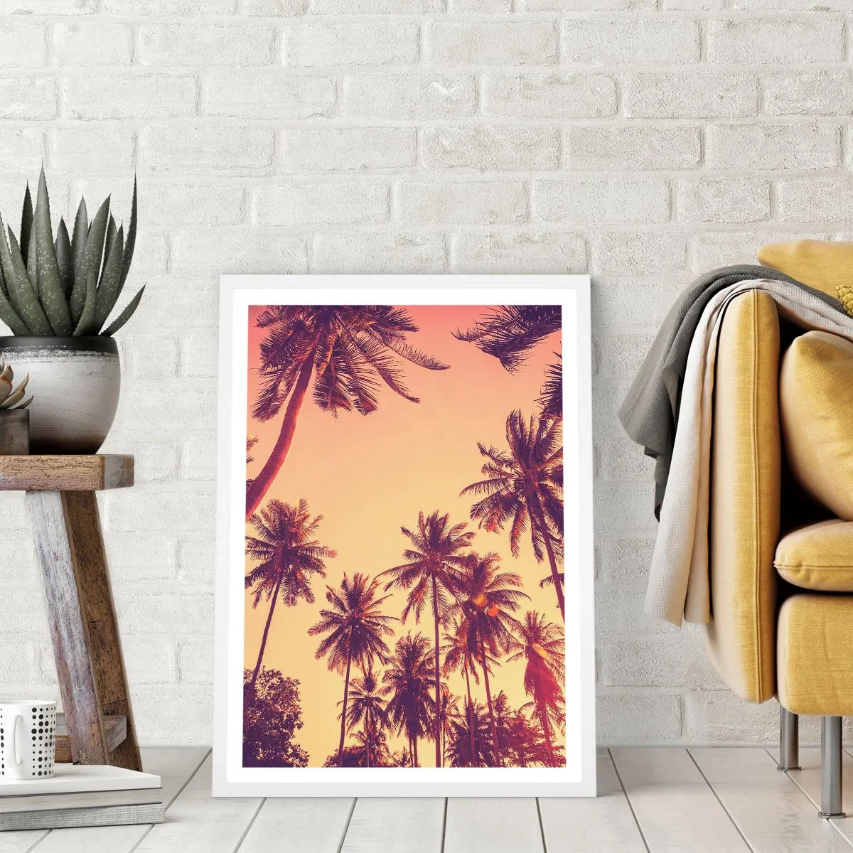 Poster în ramă albă - Variație tropicală - 70x100 cm