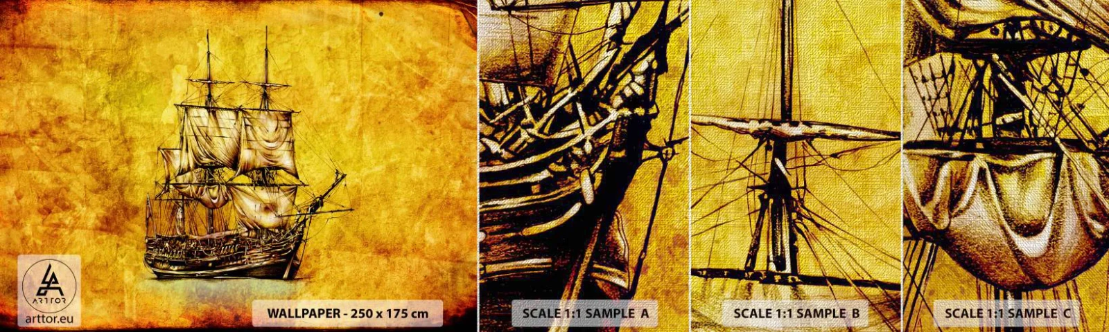 Mostră tapet Premium Canvas - Ne îndreptăm spre Tortuga! - Nautic, Nava maritimă, Barca de navigat - 100x30 cm