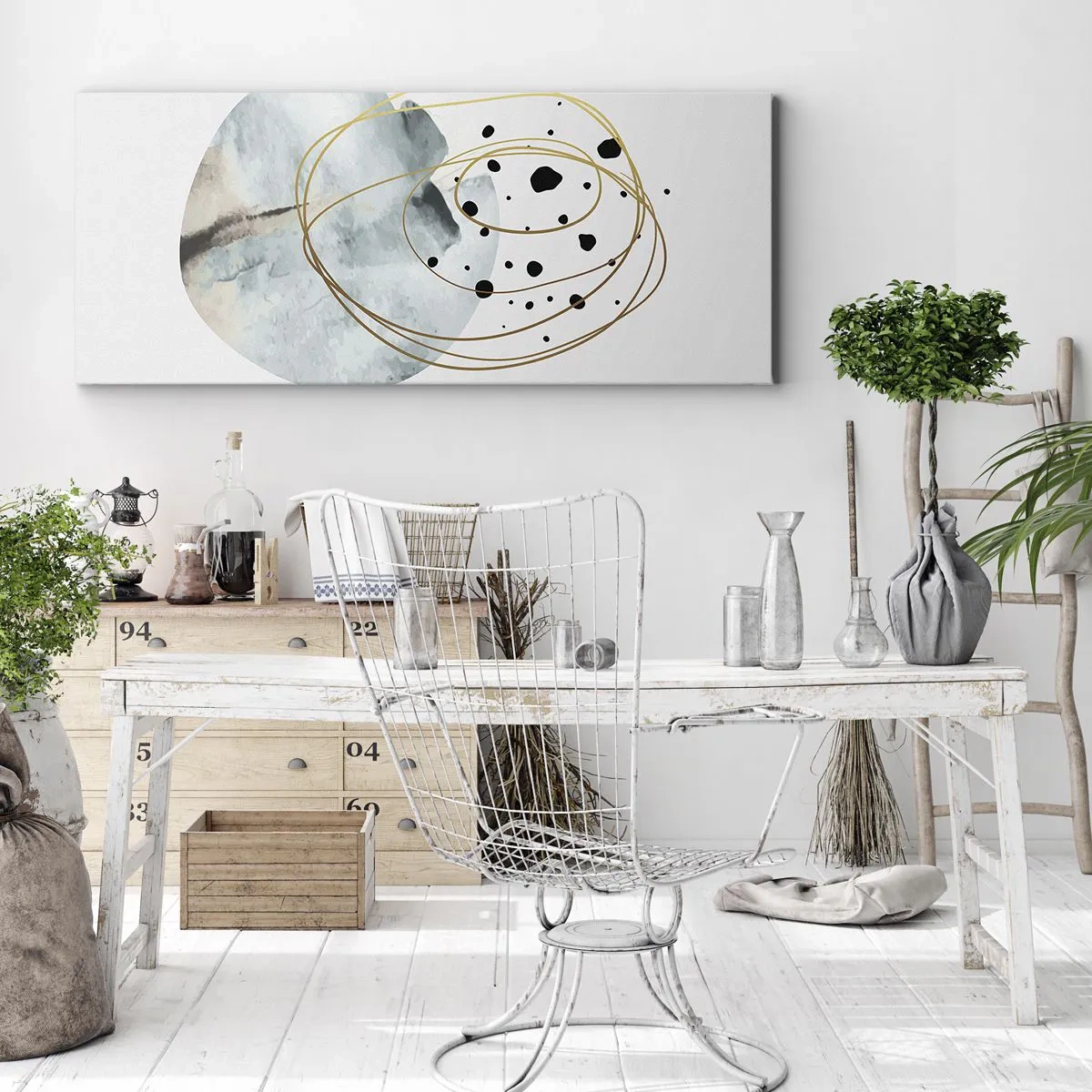 Tablou pe pânză - În îmbrățișarea spațiului - 160x50 cm