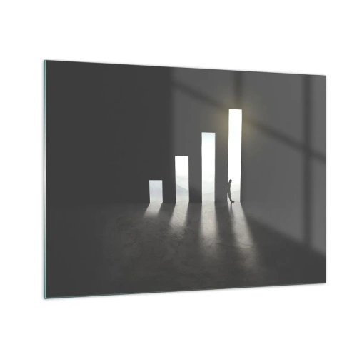 Tablou pe sticlă - Omul în lumina creșterii care simbolizează dezvoltarea - 70x50cm - Succesul - o impresie - Decorațiune modernă pentru perete pentru living și dormitor ARTTOR