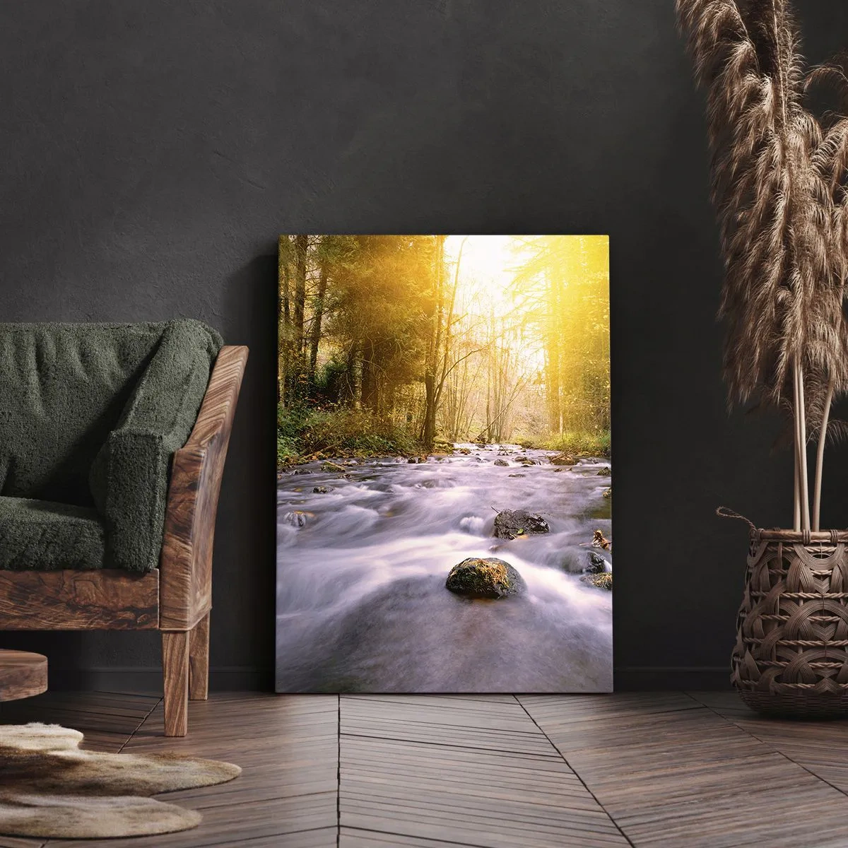 Tablou pe pânză - Malachit în rame de argint și aur - 70x100 cm