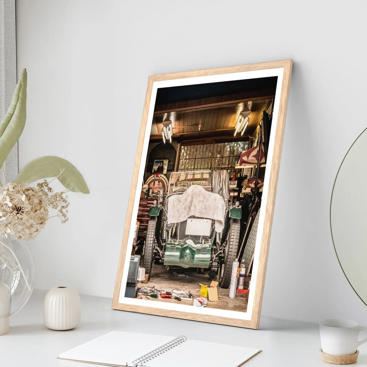 Poster în ramă de stejar deschis - Înapoi în trecut - 30x40 cm