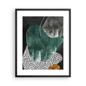 Poster în ramă neagră - Abstracție colorată cu fulgi de aur - 40x50 cm
