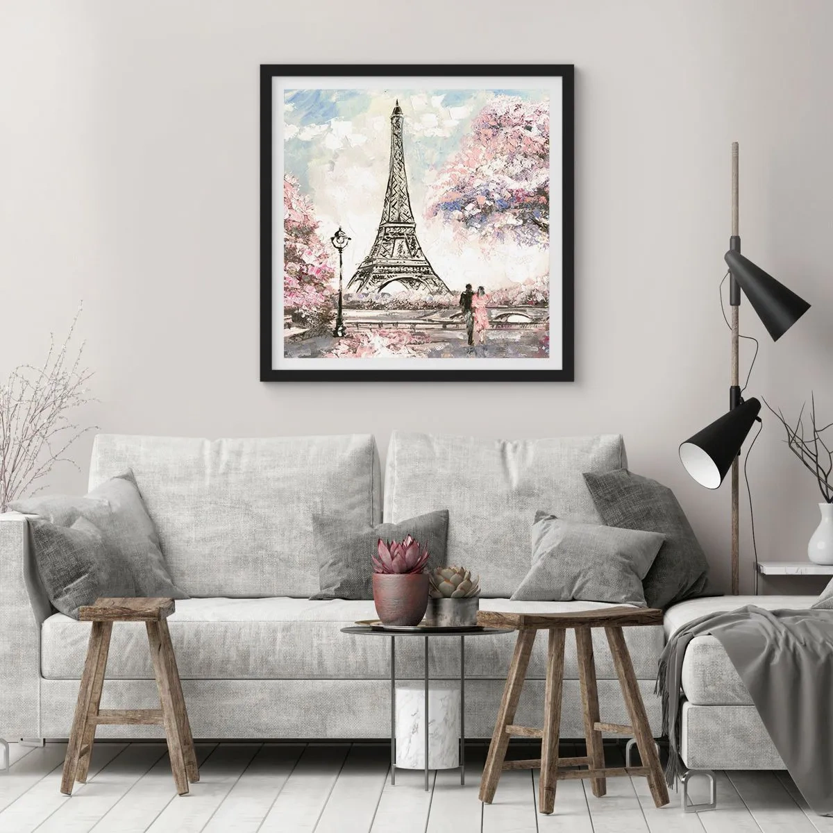 Poster în ramă neagră - Plimbare în aprilie la Paris - 30x30 cm