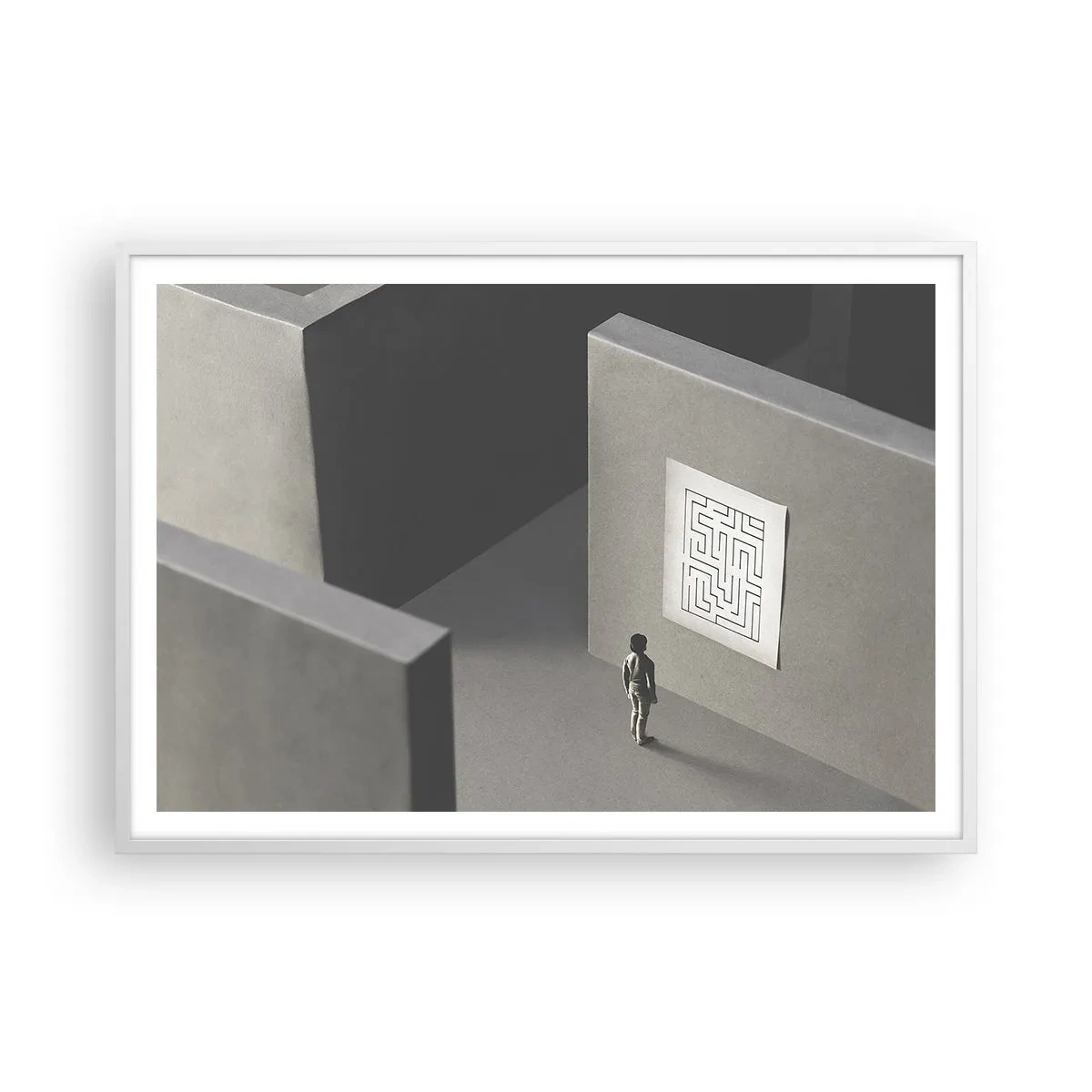 Poster în ramă albă - Dar unde sunt? - 100x70 cm